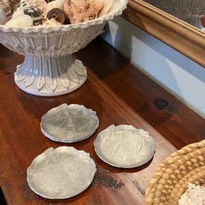 Elegant Aluminum Metal Leaf Coasters set of 5